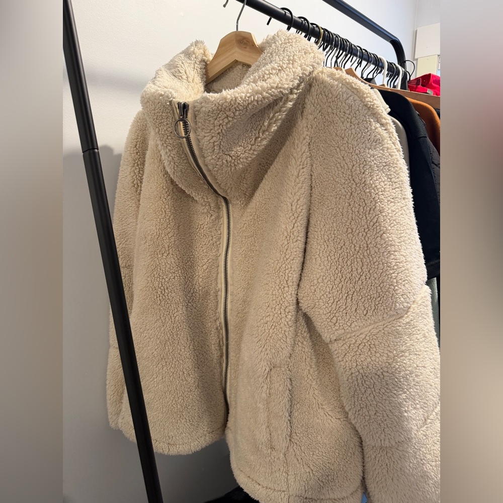 Free People Zip Up Sherpa Jacket